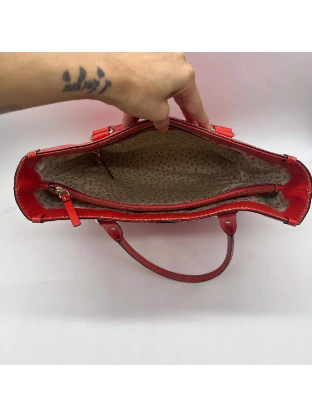 Kate Spade Red Pebbled Grain Leather Tote Bag